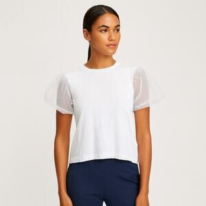 Goldie Tulle Princess Sleeve Tee with Sheer Sleeves Size S